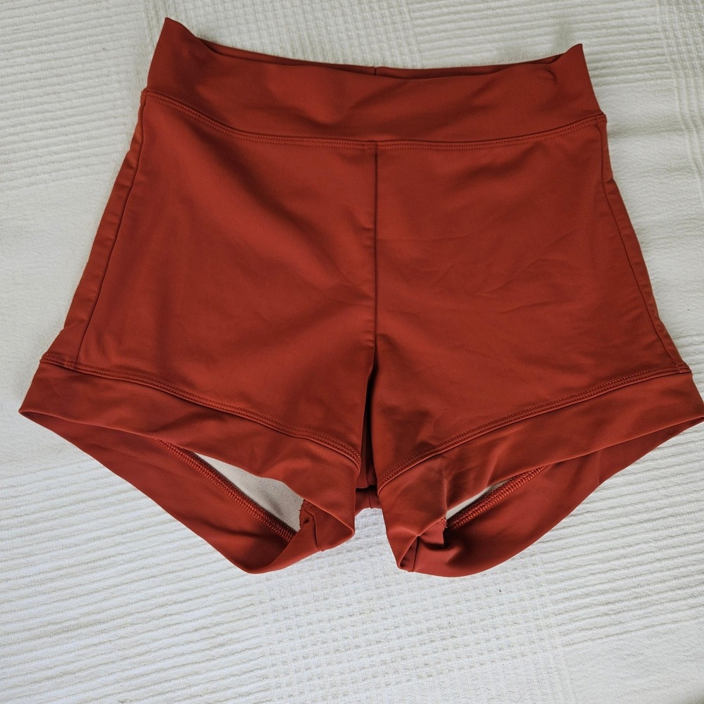 Lime Ricki High Waist Boy Short Swim Bottoms Sz M Rust Brown Orange